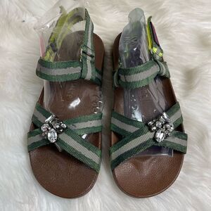 Juicy Couture energy sport army green stripes sandals with rhinestones SZ8M